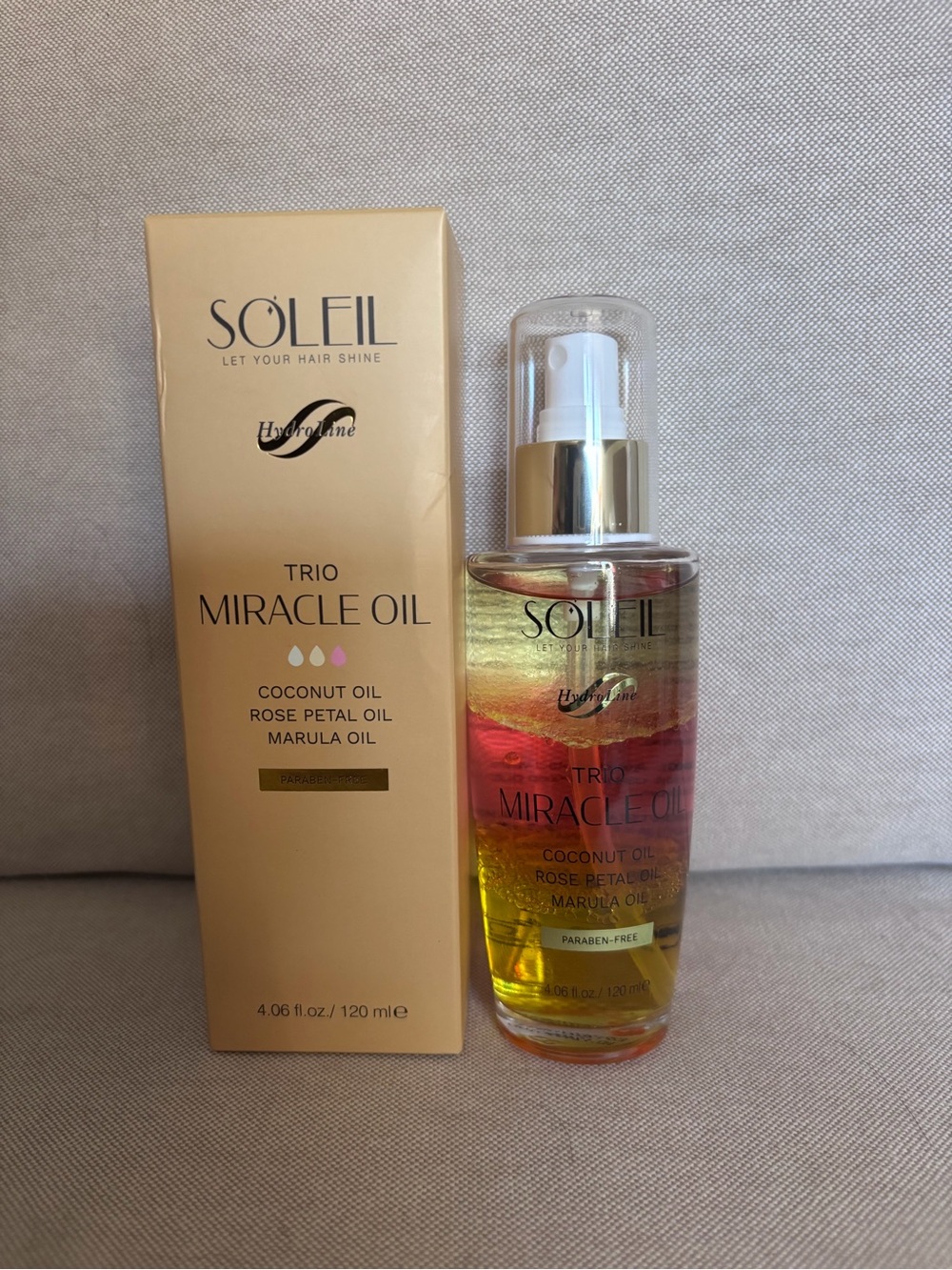 SOLEIL Trio Miracle Oil, Coconut oil Rose Petal Oil Marula Oil 120ml 4.06 fl. oz